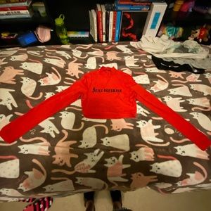 Mock-Neck Letter Graphic Fitted Top